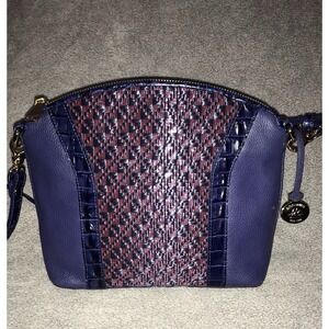 Brahmin Duxbury Croc Embossed Leather Crossbody Blue Purple Purse Handbag